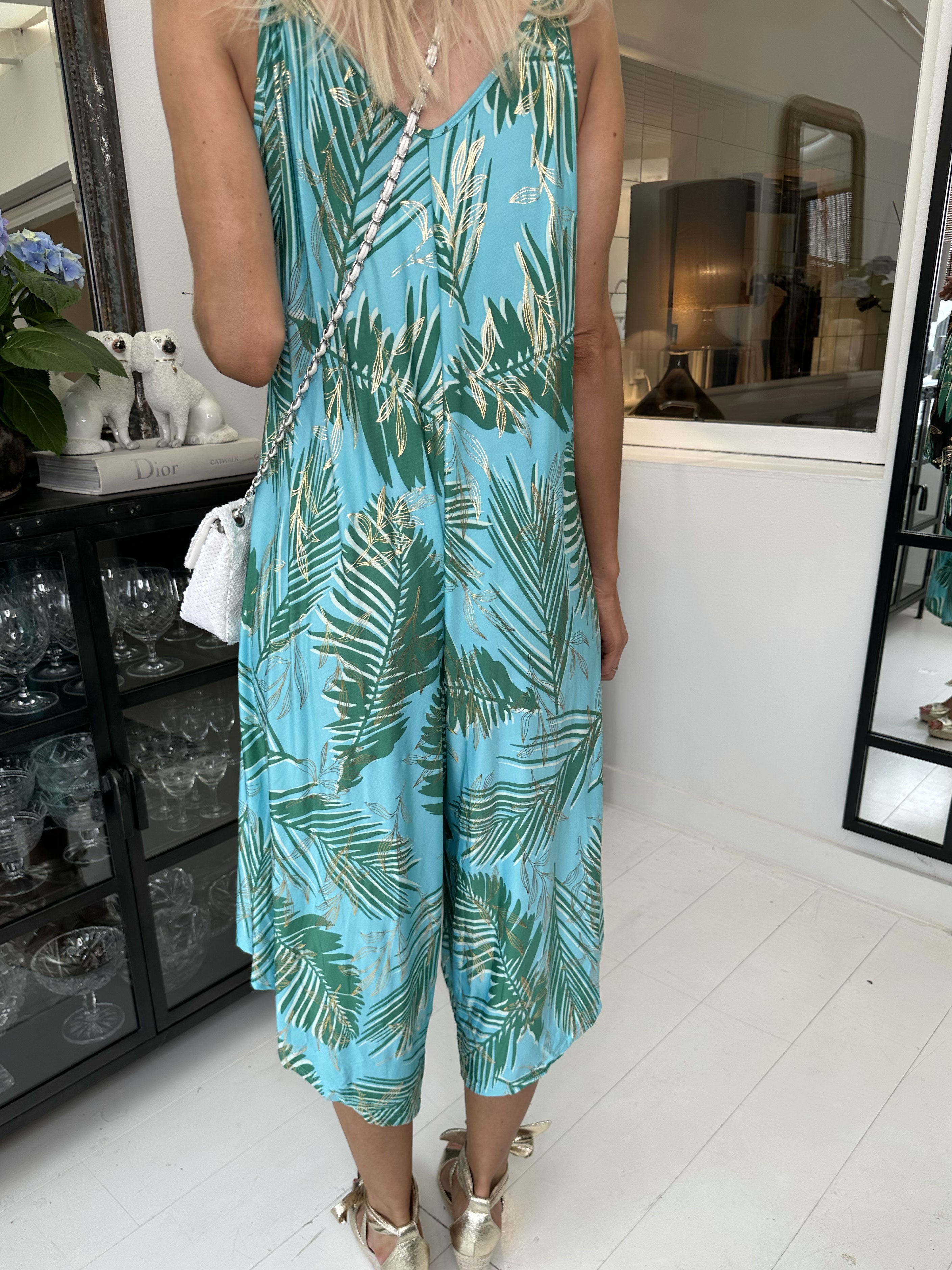 Felicia palm - Stretchy buksedragt med vide ben